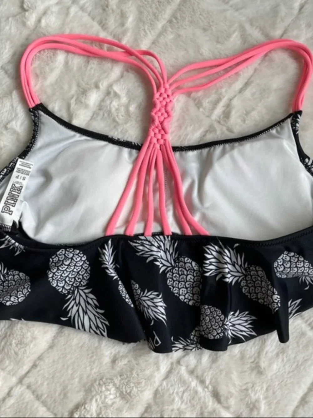Victoria’s Secret PINK | Pineapple Racerback Flounce Bikini Top | Size Small
